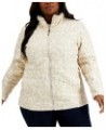 Women's Plus Size Printed Mossbud Insulated Reversible Jacket Silver Grey Leopard Print $76.05 Jackets