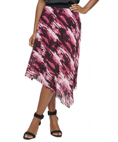 Women's Printed Asymmetrical Hem Pleated Midi Skirt Port Combo $26.54 Skirts