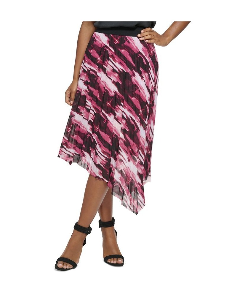 Women's Printed Asymmetrical Hem Pleated Midi Skirt Port Combo $26.54 Skirts