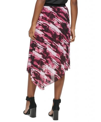 Women's Printed Asymmetrical Hem Pleated Midi Skirt Port Combo $26.54 Skirts