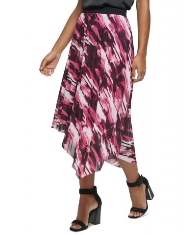 Women's Printed Asymmetrical Hem Pleated Midi Skirt Port Combo $26.54 Skirts