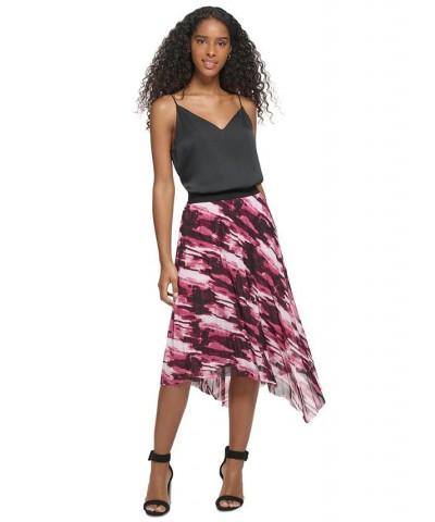 Women's Printed Asymmetrical Hem Pleated Midi Skirt Port Combo $26.54 Skirts