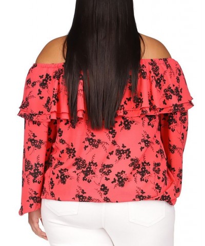 Plus Size Ruffled Off-The-Shoulder Top Geranium $42.14 Tops