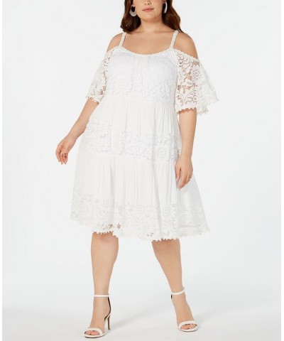 Plus Size Lace Cold-Shoulder Dress Ivory $51.48 Dresses