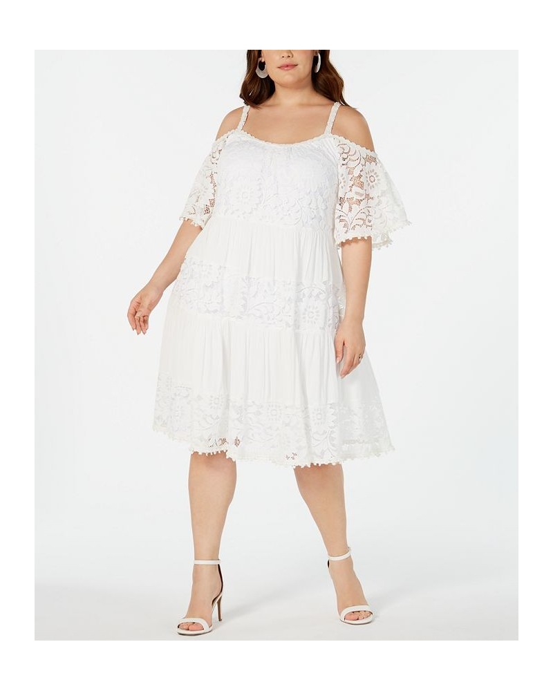 Plus Size Lace Cold-Shoulder Dress Ivory $51.48 Dresses