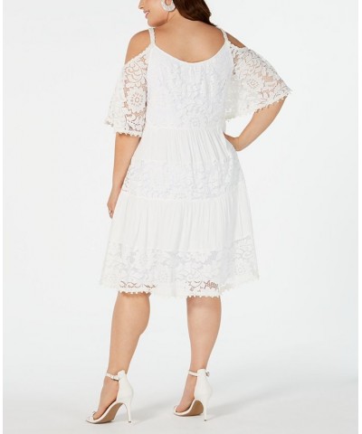 Plus Size Lace Cold-Shoulder Dress Ivory $51.48 Dresses