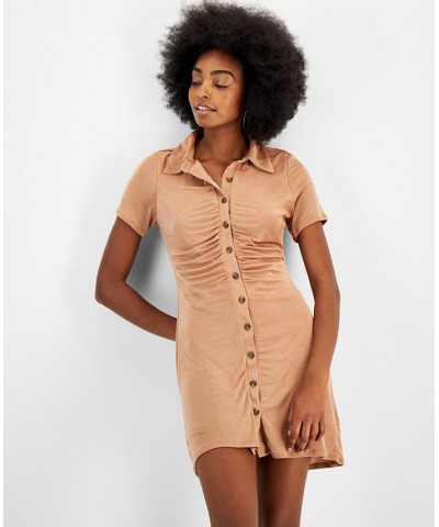 Women's Ruched Polo Dress Hazelnut $11.33 Dresses