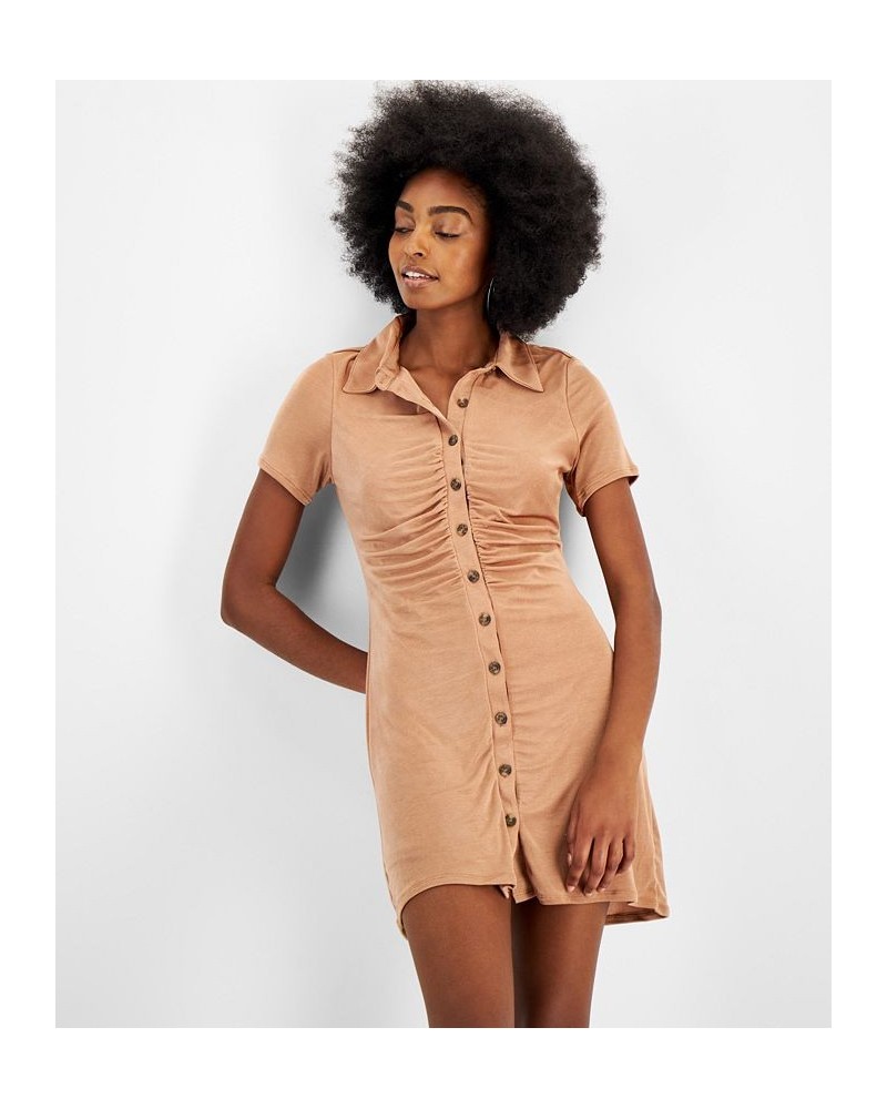 Women's Ruched Polo Dress Hazelnut $11.33 Dresses