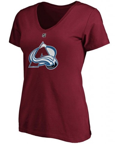 Women's Nathan Mackinnon Burgundy Colorado Avalanche Team Authentic Stack Name Number V-Neck T-shirt Burgundy $18.13 Tops