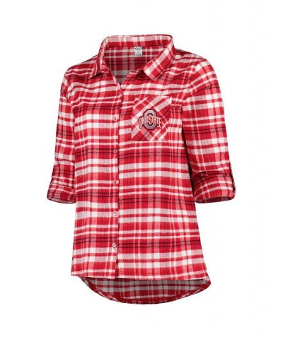 Women's Scarlet Ohio State Buckeyes Plus Size Mainstay Long Sleeve Button-Up Shirt Scarlet $33.00 Tops