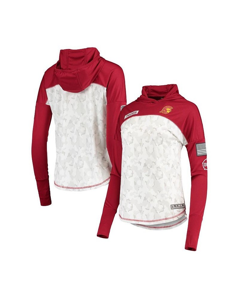 Women's USC Trojans OHT Military-inspired Appreciation Mission Arctic Camo Hoodie Long Sleeve T-shirt Gray, Cardinal $24.75 Tops