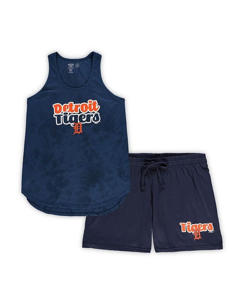 Women's Navy Detroit Tigers Plus Size Cloud Tank Top and Shorts Sleep Set Navy $25.30 Pajama