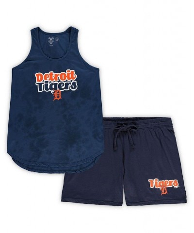 Women's Navy Detroit Tigers Plus Size Cloud Tank Top and Shorts Sleep Set Navy $25.30 Pajama