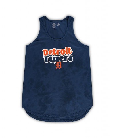 Women's Navy Detroit Tigers Plus Size Cloud Tank Top and Shorts Sleep Set Navy $25.30 Pajama