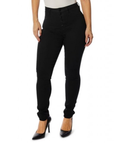 Juniors' High-Rise Curvy Skinny Jeans With Back Yoke Seam Detail Black $14.04 Jeans