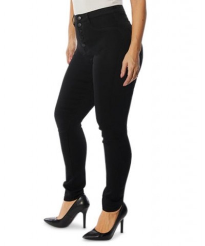 Juniors' High-Rise Curvy Skinny Jeans With Back Yoke Seam Detail Black $14.04 Jeans