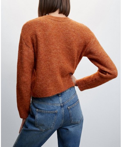 Women's Open Work-Detail Sweater Burnt Orange $30.10 Sweaters