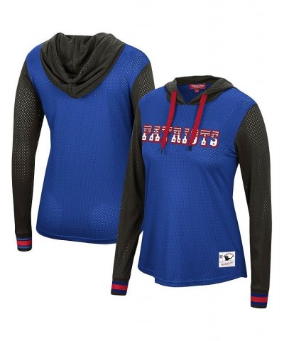 Women's Royal and Black New England Patriots Historic Logo Mesh Hoodie Long Sleeve T-shirt Royal, Black $28.00 Tops