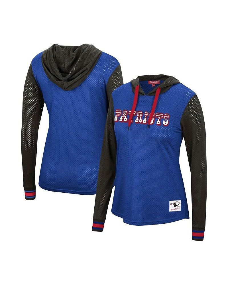 Women's Royal and Black New England Patriots Historic Logo Mesh Hoodie Long Sleeve T-shirt Royal, Black $28.00 Tops