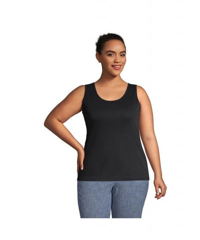 Women's Plus Size Cotton Tank Top Black $20.13 Tops