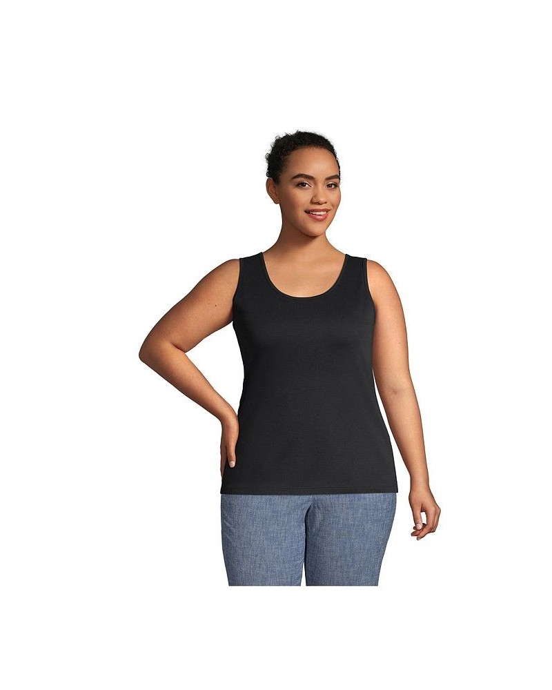 Women's Plus Size Cotton Tank Top Black $20.13 Tops