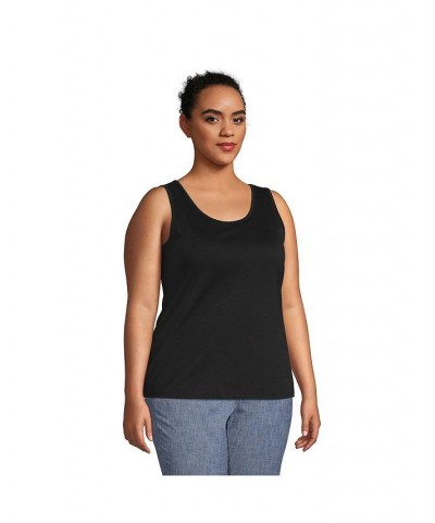 Women's Plus Size Cotton Tank Top Black $20.13 Tops