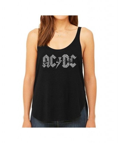 Women's AC/DC Premium Word Art Flowy Tank Top Black $21.60 Tops