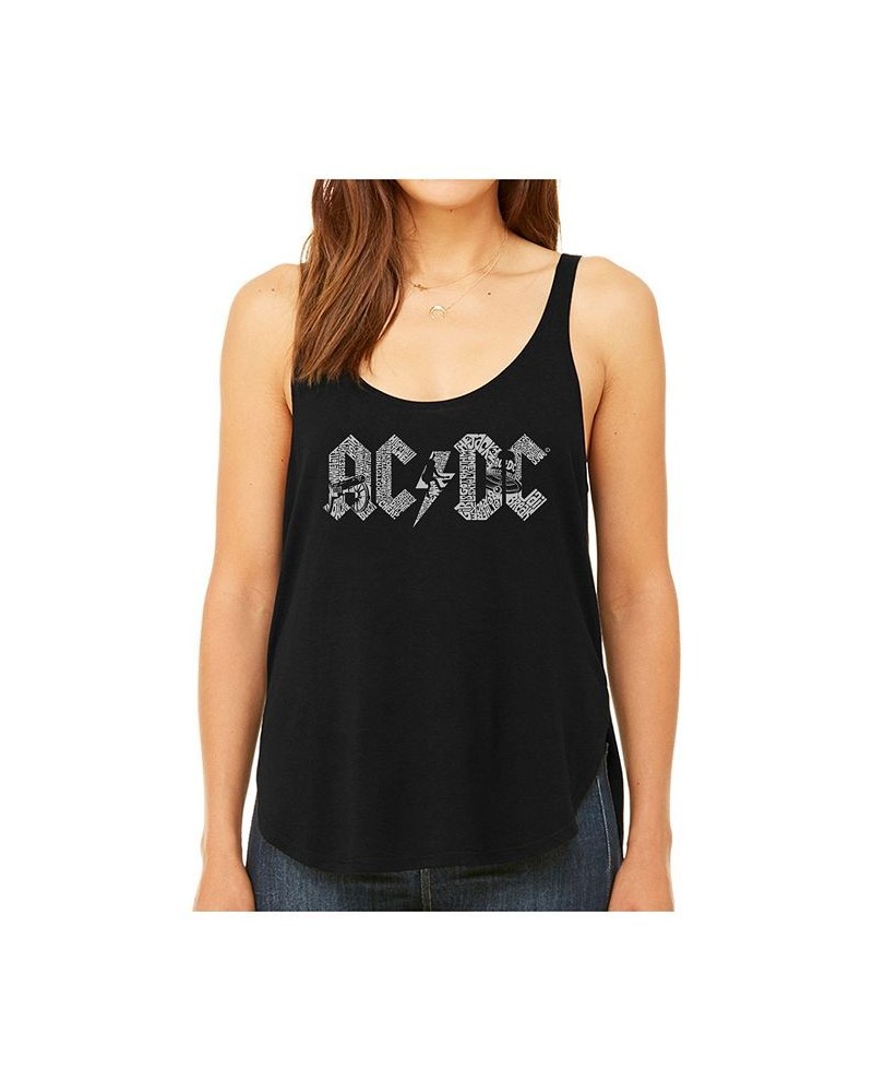 Women's AC/DC Premium Word Art Flowy Tank Top Black $21.60 Tops