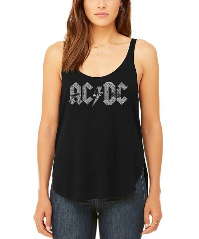 Women's AC/DC Premium Word Art Flowy Tank Top Black $21.60 Tops