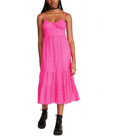 Women's Ava Lace Corset Midi Dress Pink $41.07 Dresses