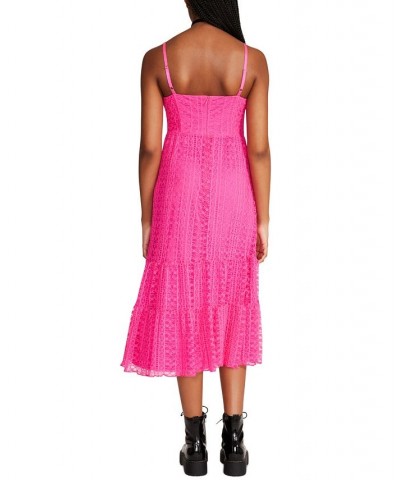 Women's Ava Lace Corset Midi Dress Pink $41.07 Dresses