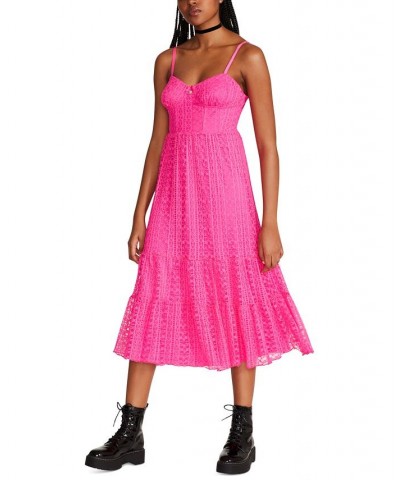 Women's Ava Lace Corset Midi Dress Pink $41.07 Dresses