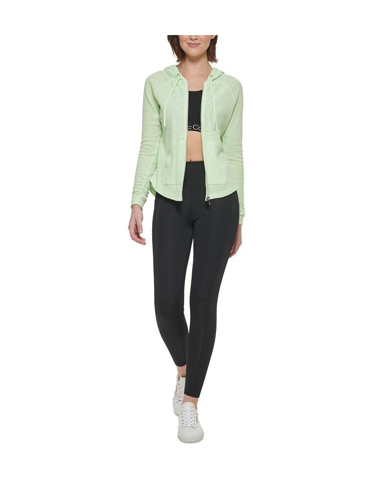 Women's Zip-Front Waffle Hoodie Green $26.09 Jackets