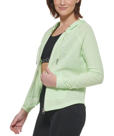 Women's Zip-Front Waffle Hoodie Green $26.09 Jackets