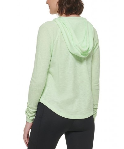 Women's Zip-Front Waffle Hoodie Green $26.09 Jackets