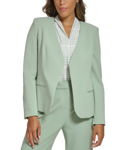 Petite Collarless Open-Front Asymmetrical Blazer Green $49.29 Jackets