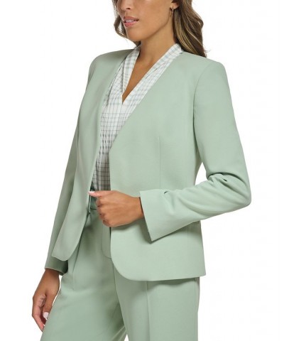 Petite Collarless Open-Front Asymmetrical Blazer Green $49.29 Jackets