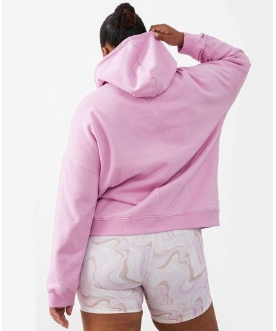 Trendy Plus Size Active Plush Oversized Graphic Hoodie Digital Orchid, Running Club $26.40 Tops