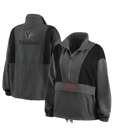 Women's Charcoal Houston Texans Popover Packable Half-Zip Jacket Charcoal $43.70 Jackets