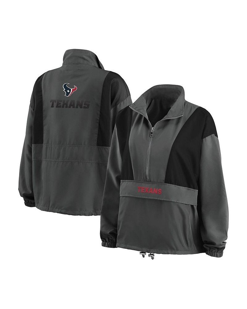 Women's Charcoal Houston Texans Popover Packable Half-Zip Jacket Charcoal $43.70 Jackets