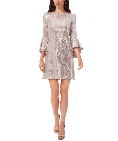 Metallic Bell-Sleeve Dress Champagne/Silver $50.49 Dresses