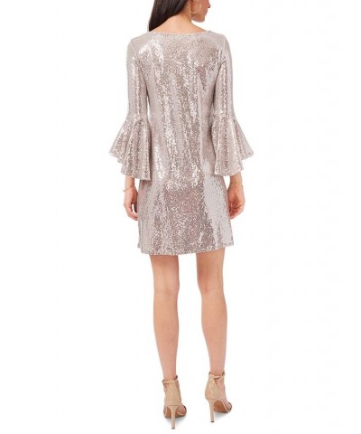 Metallic Bell-Sleeve Dress Champagne/Silver $50.49 Dresses