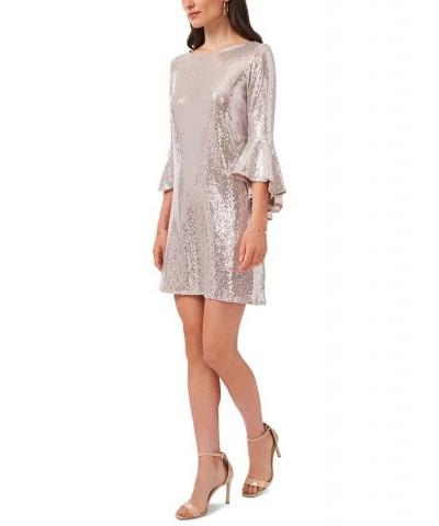 Metallic Bell-Sleeve Dress Champagne/Silver $50.49 Dresses