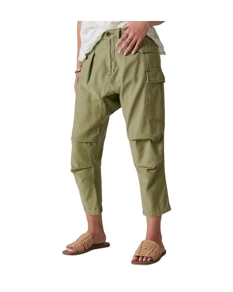 Women's Cotton Loose Fit Cargo Pants Olive $43.09 Pants