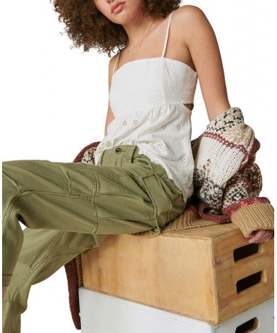 Women's Cotton Loose Fit Cargo Pants Olive $43.09 Pants