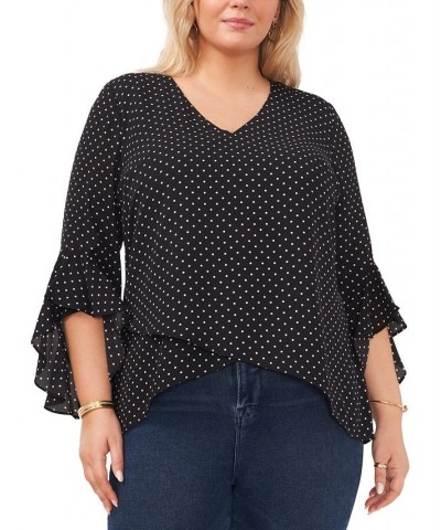 Plus Size Flutter-Sleeve Crossover Top Rich Black $35.70 Tops