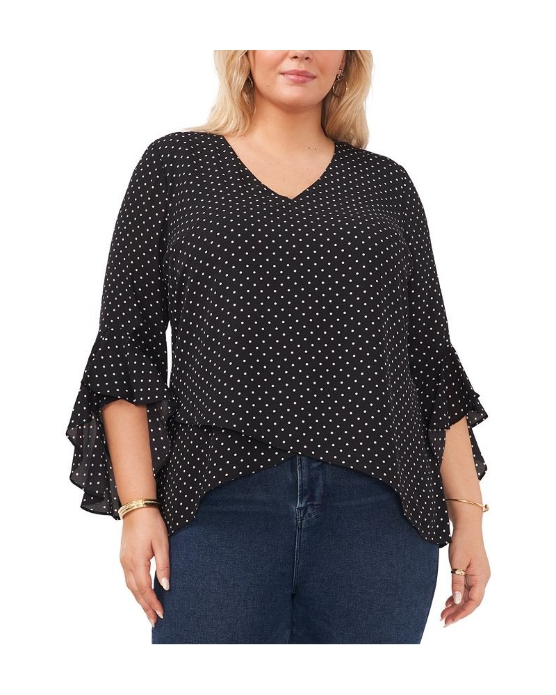 Plus Size Flutter-Sleeve Crossover Top Rich Black $35.70 Tops