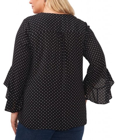 Plus Size Flutter-Sleeve Crossover Top Rich Black $35.70 Tops