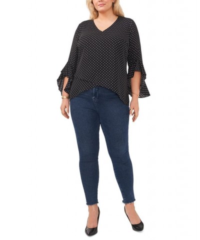 Plus Size Flutter-Sleeve Crossover Top Rich Black $35.70 Tops