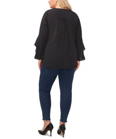 Plus Size Flutter-Sleeve Crossover Top Rich Black $35.70 Tops